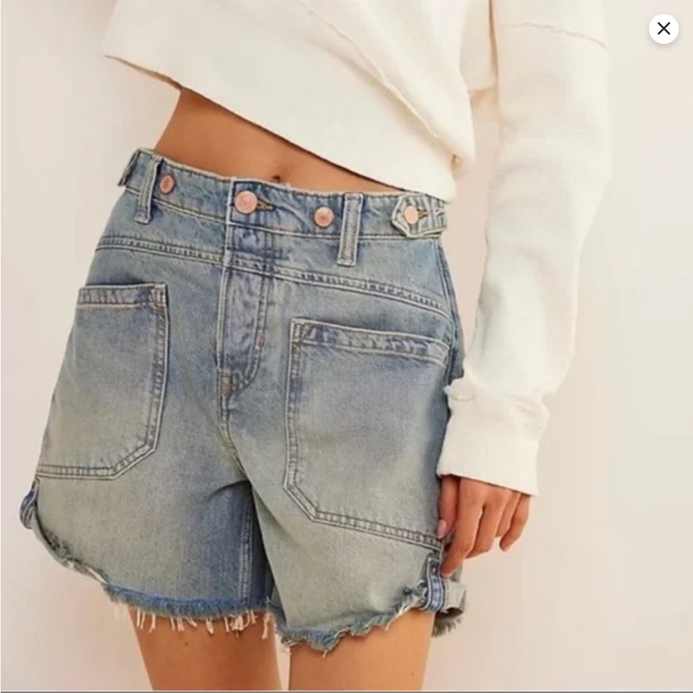 Free People We The Free Palmer Shorts Light Wash Blue Denim